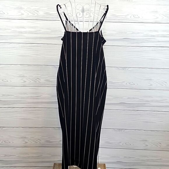 Leith black velvet pinstriped maxi dress Women's Size S - Picture 7 of 12